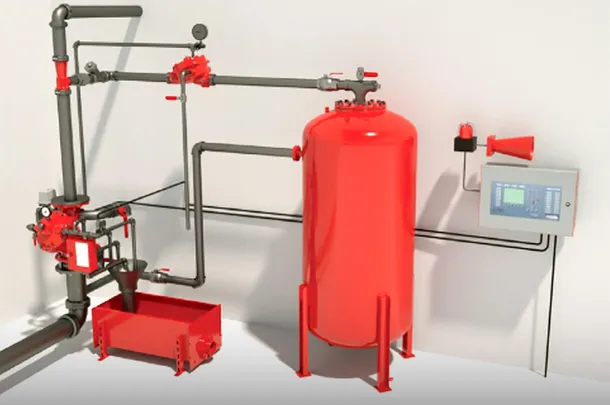 Fire-protection pump station and tank